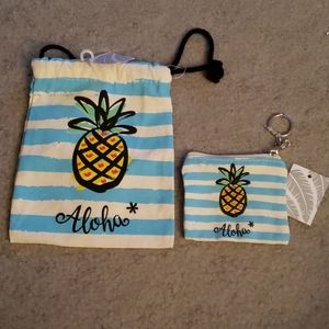 Hawaii Aloha Pineapple Bag Keychain SET